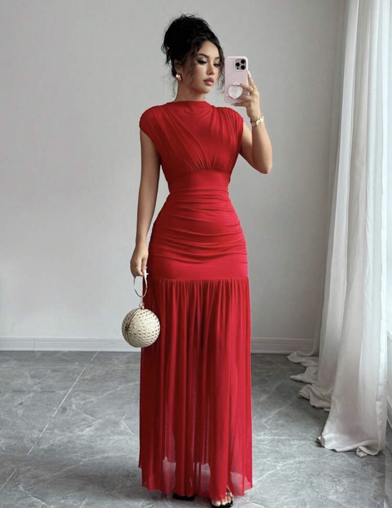 Elenzga Nuevo vestido de moda de cuello alto sólido