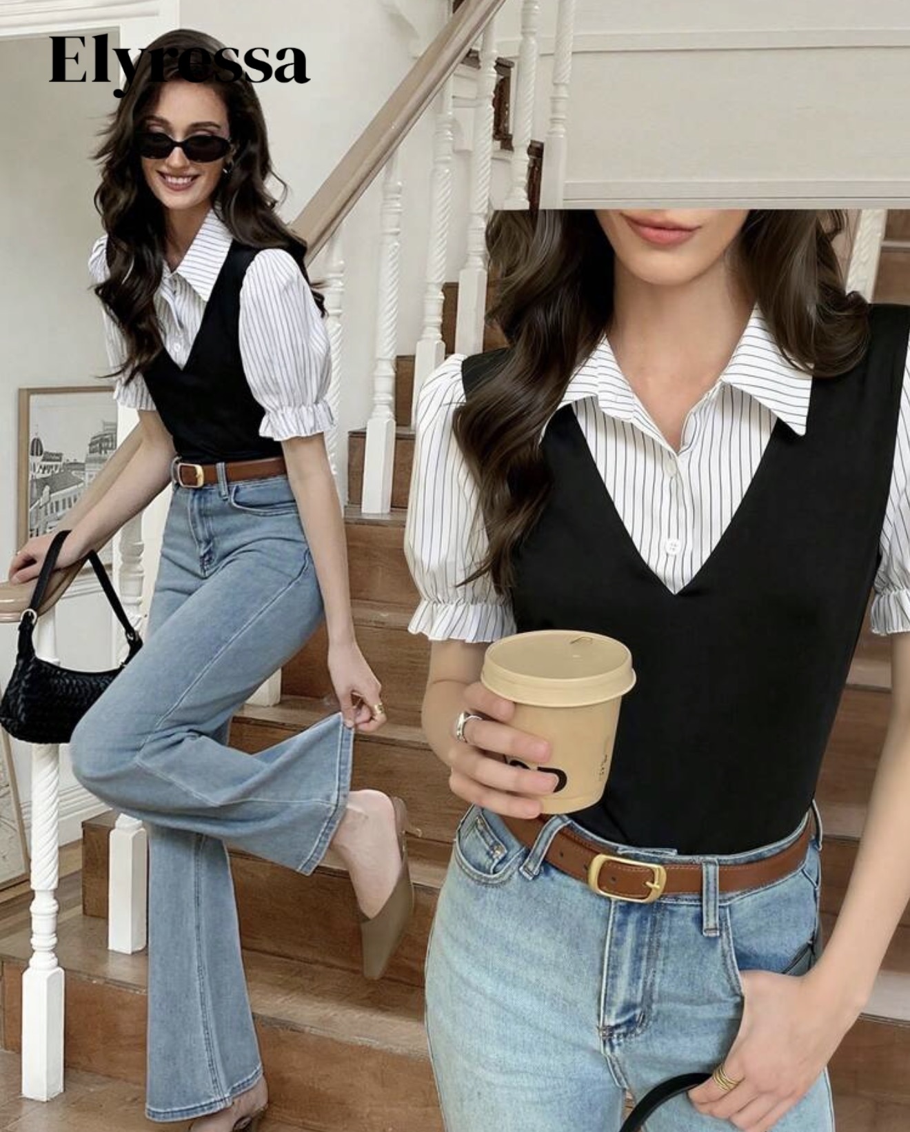 Blusa de verano de diseño minimalista para mujer