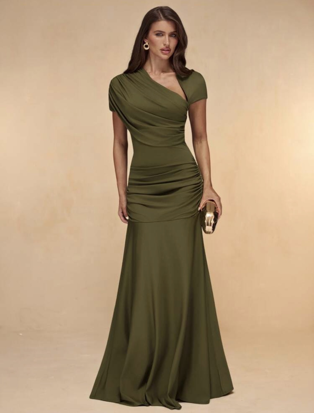 BAE Vestido ajustado plisado asimétrico