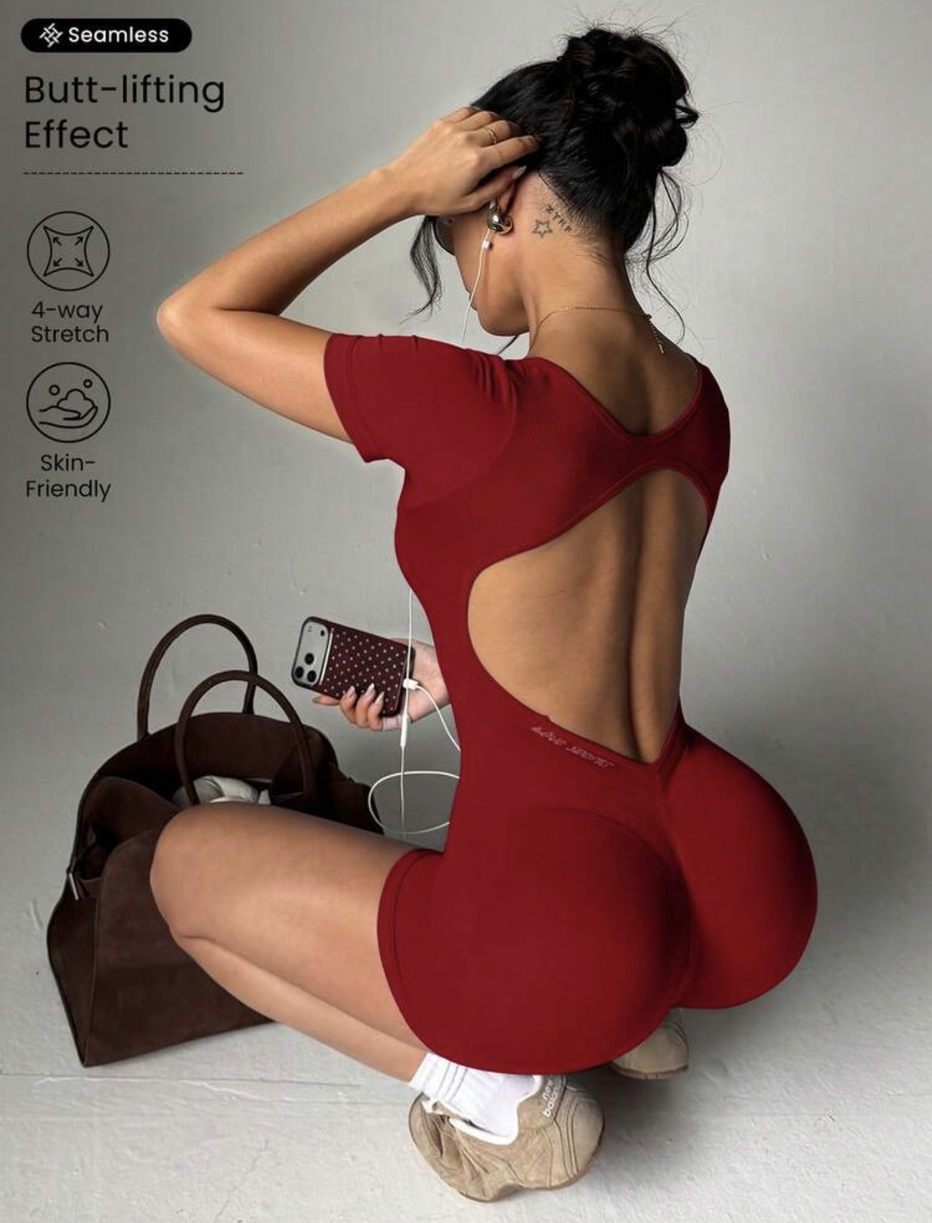 Mono ajustado con diseño cruzado deportivo y espalda descubierta de Slayform, atuendo de aeropuerto, mono ajustado completo, atuendo de gimnasio para mujer