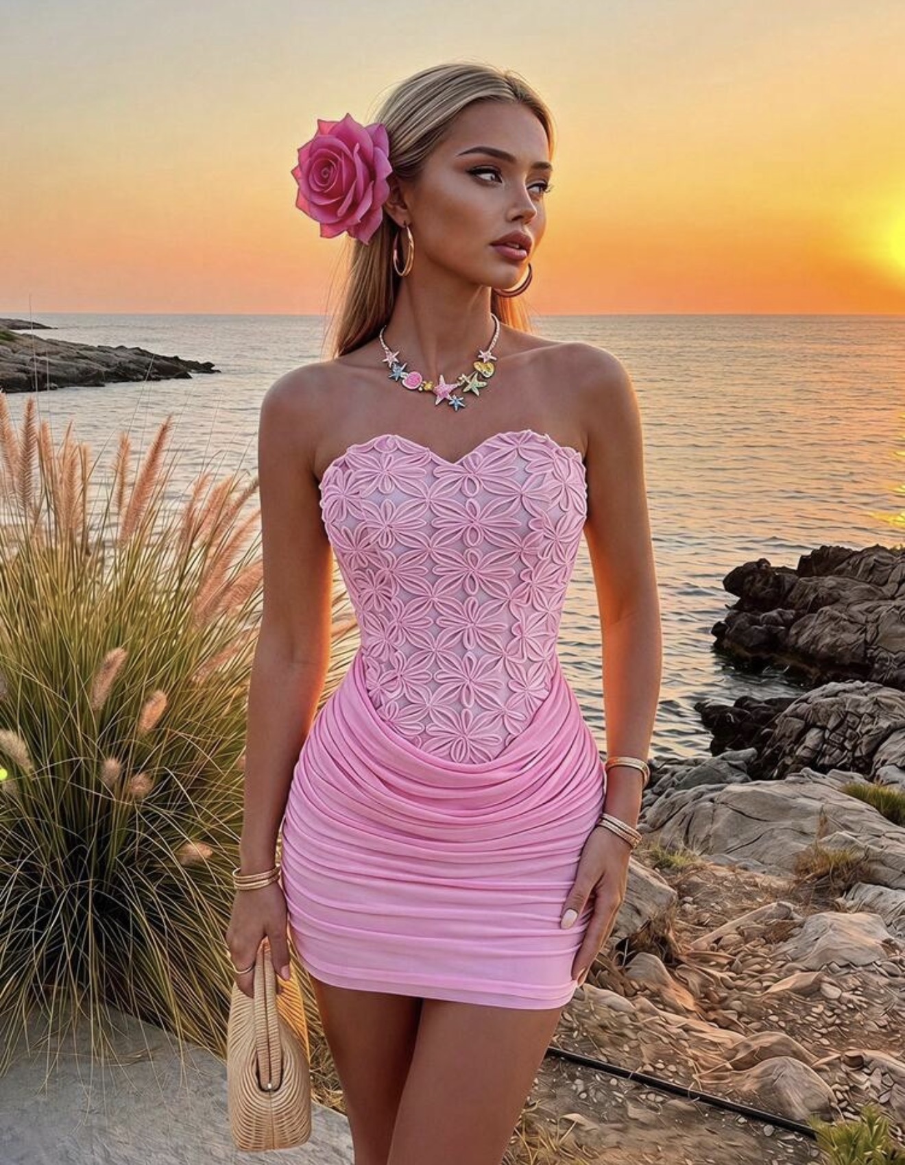 Vestido mini ajustado de tirantes para mujer, elegante, de gasa con flores 3D