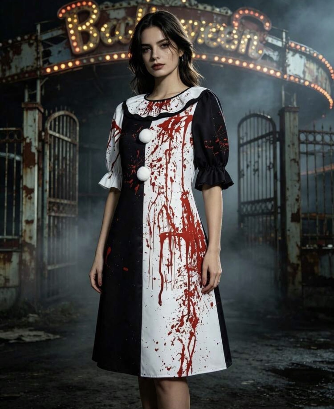 1 Set Disfraz de Payaso Sangriento Unisex de Halloween