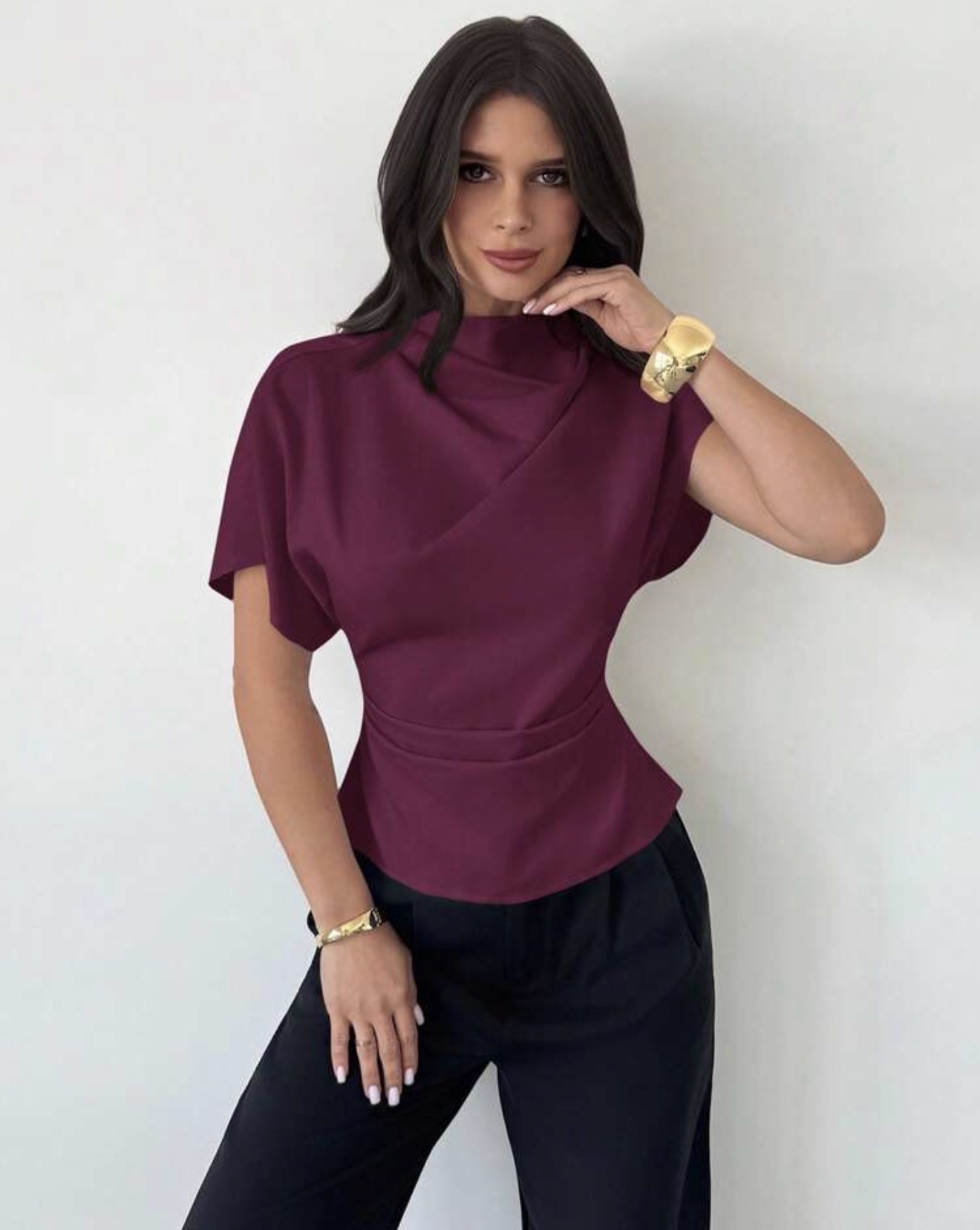 Firerie Camisa de mujer de verano elegante de tela de lino de bambú
