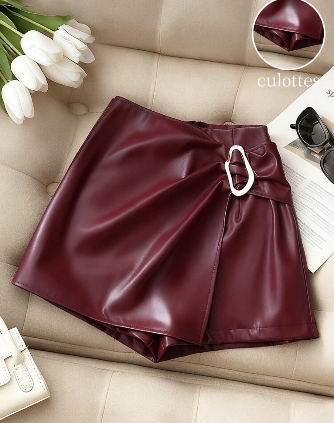Franclia Falda-pantalón de estilo casual y urbano de • * 4.91 › piel sintética (PU) para mujer