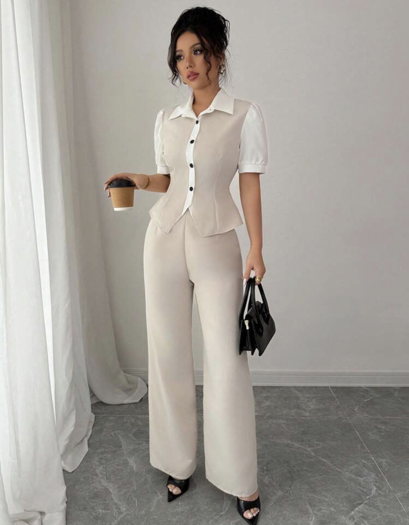 Elenzga Conjunto de 2 piezas para mujer, casual, con empalme