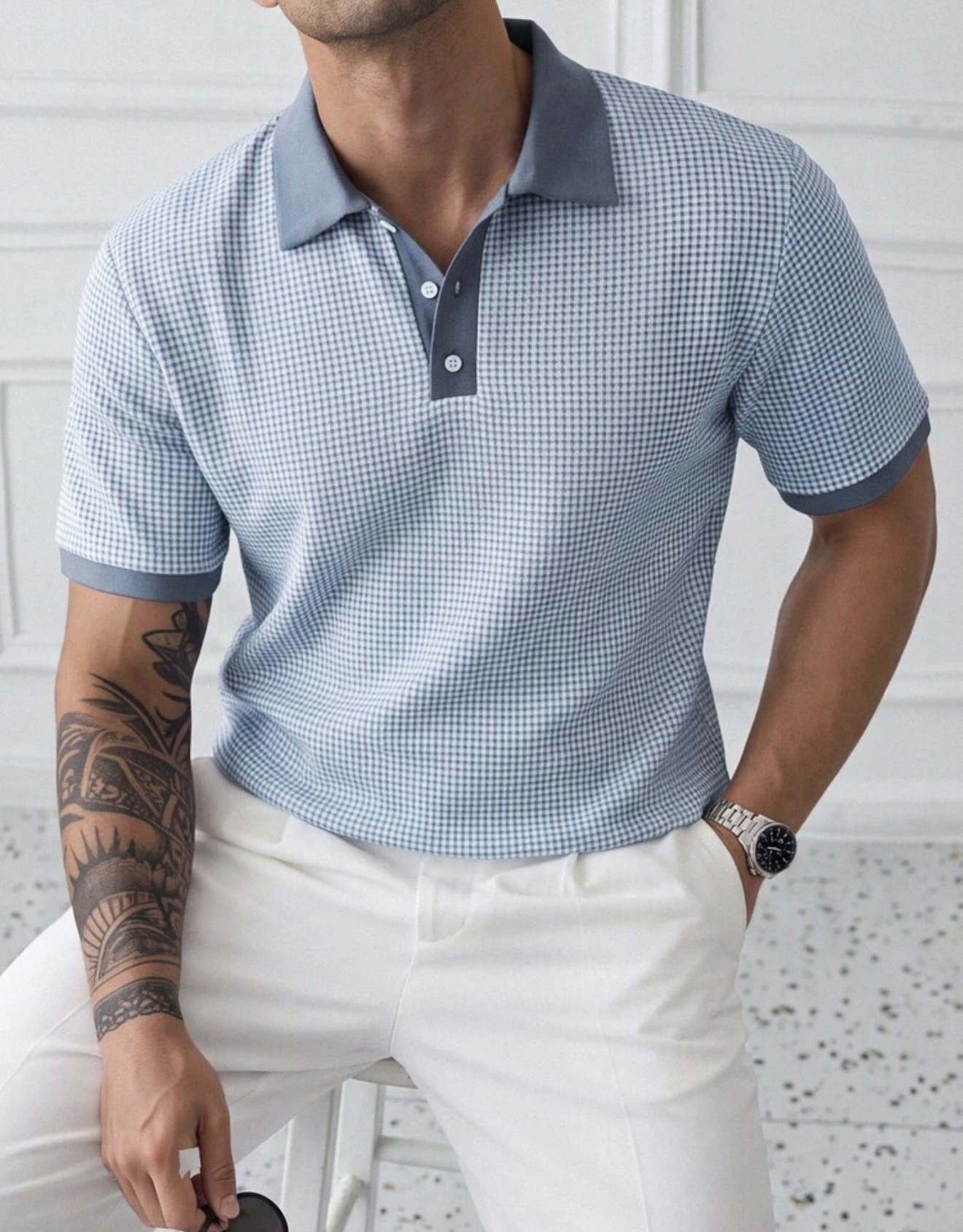 Camisa polo de manga corta para hombre, estilo Old Money de verano, con cuello