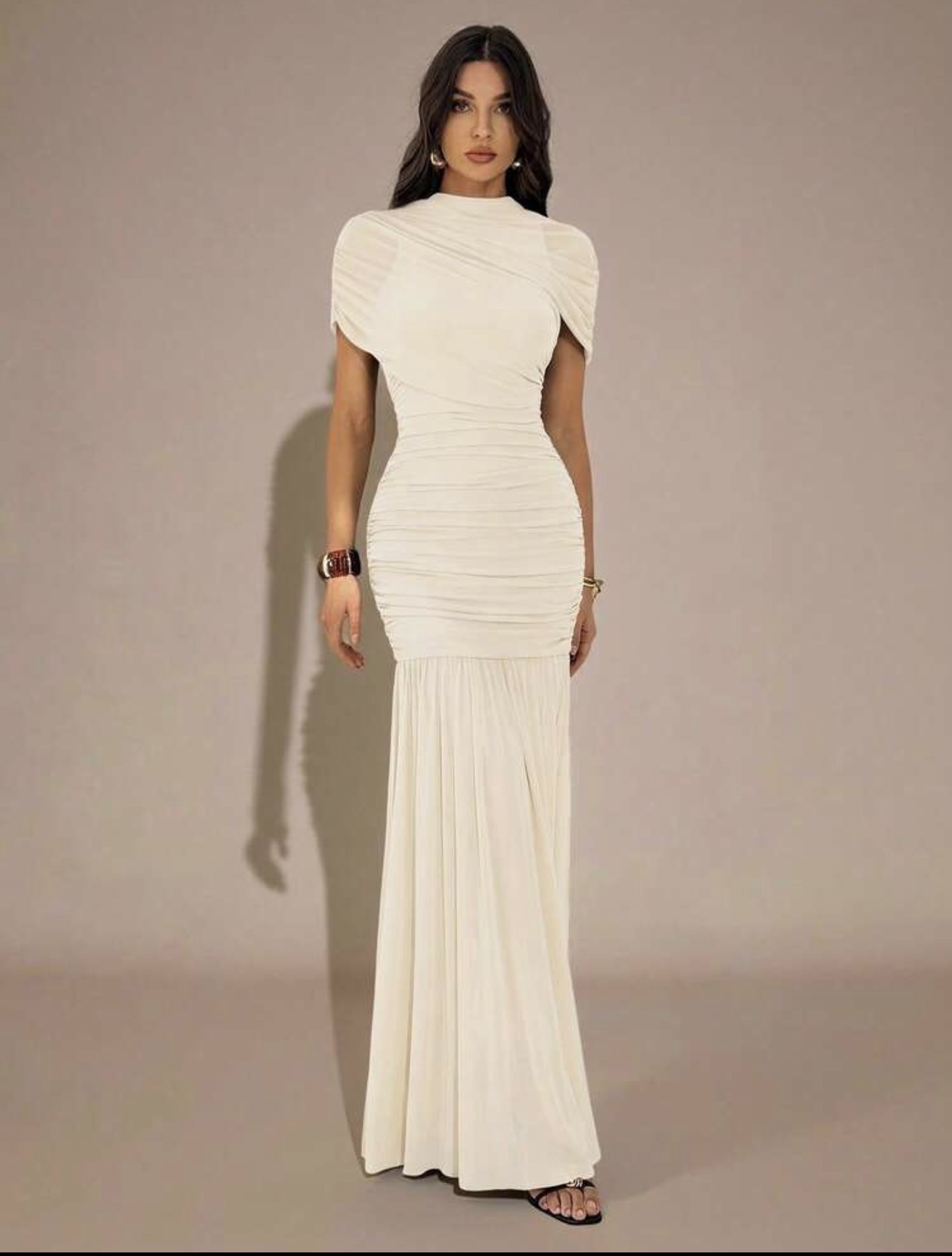 SHEIN Tall Vestido ajustado con falda fruncida elegante, adecuado para fiesta